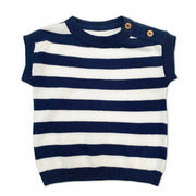 Milan Knit Navy Stripe Short Sleeve Box Tee