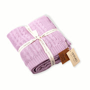 Pure Organic Cotton Cable Knit Throw Blanket 50x70 (5 Colors)