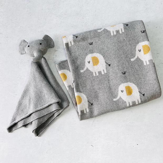 Knitted sales elephant blanket