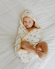 Monkey In The Woods Reversible Baby Hooded Towel  by Viverano (Organic Cotton)