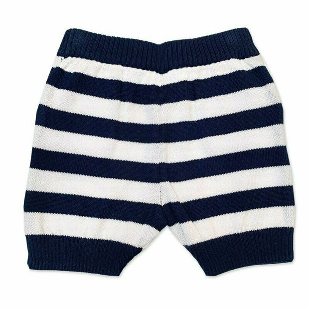 Milan Knit Navy Stripe & Solid Shorts with Pockets