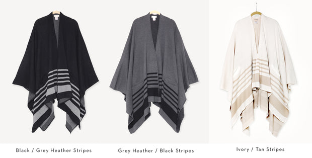 Viverano Gaia Eco-Chic Jacquard Knit Women's Travel Blanket Wrap - Stripe Border (Organic Cotton)