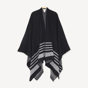 Viverano Gaia Eco-Chic Jacquard Knit Women's Travel Blanket Wrap - Stripe Border (Organic Cotton)