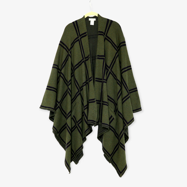 Viverano Gaia Eco-Chic Jacquard Knit Women's Travel Blanket Wrap - Checks (Organic Cotton) 