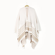 Viverano Gaia Eco-Chic Jacquard Knit Women's Travel Blanket Wrap - Stripe Border (Organic Cotton)