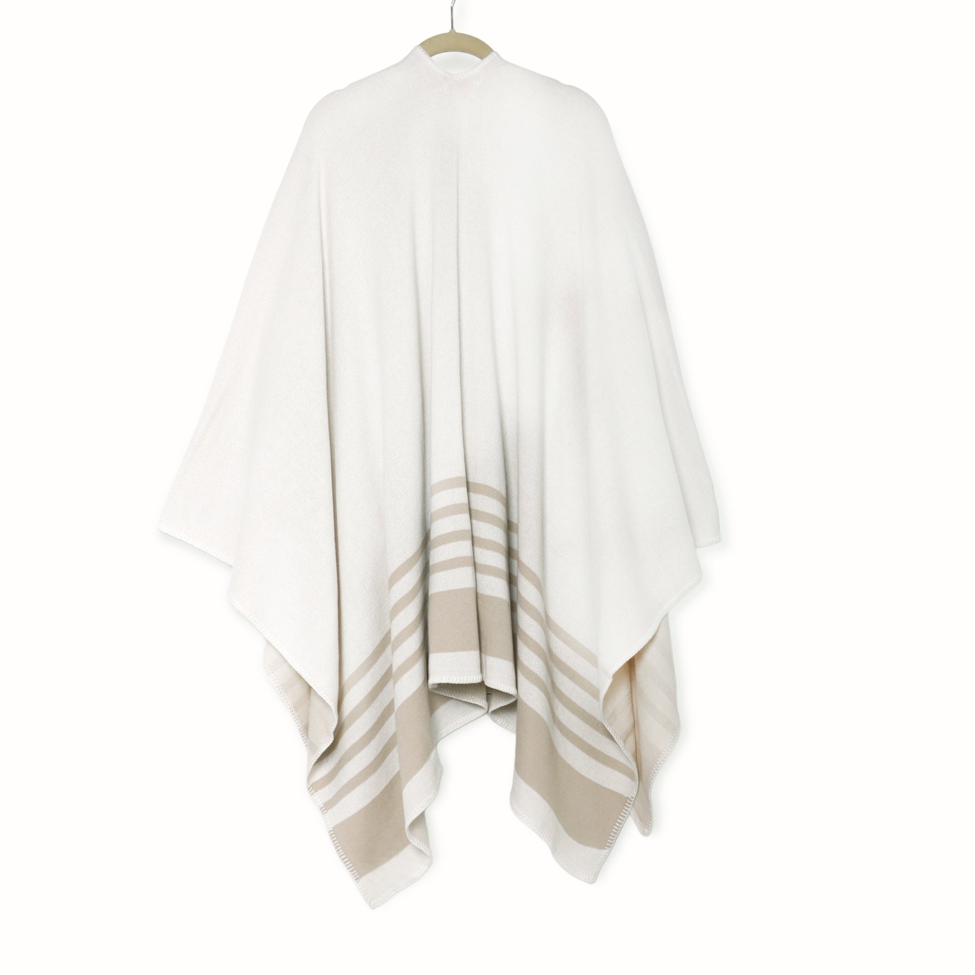 Viverano Gaia Eco-Chic Jacquard Knit Women's Travel Blanket Wrap - Stripe Border (Organic Cotton)