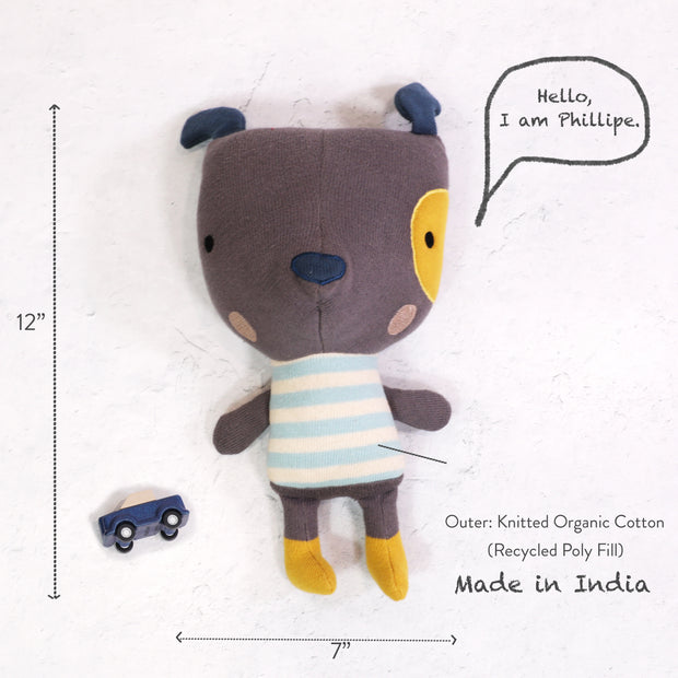 Philippe Dog Organic Cotton Fine Knit Stuffed Animal Toy (3 Colors)