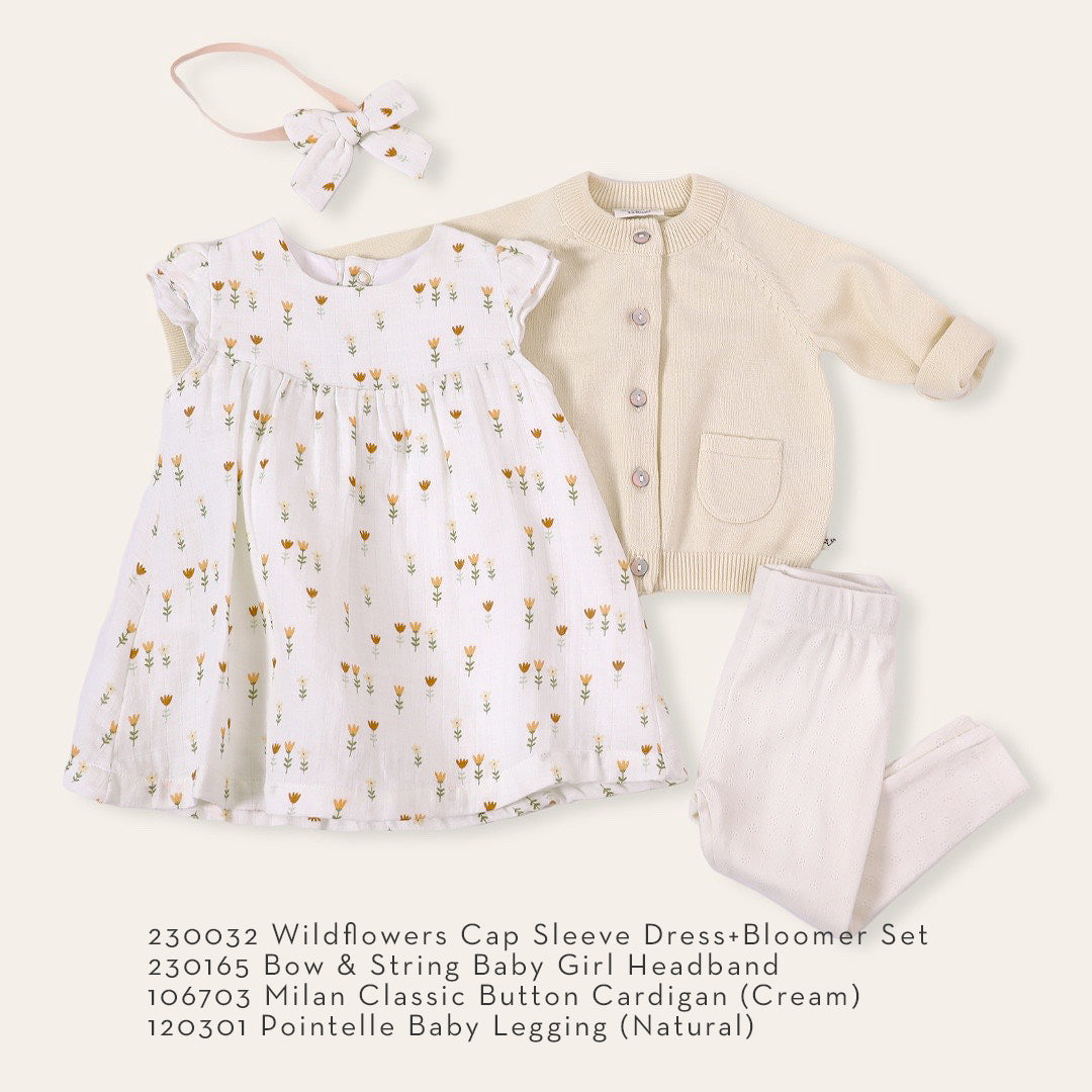 Conjunto de vestido y blusa con mangas cortas y estampado de flores silvestres (muselina orgánica)