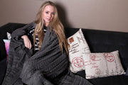 Pure Organic Cotton Cable Knit Throw Blankets Charcoal Color
